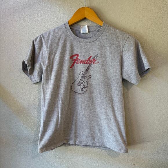 Fender Gray Youth Kids T-Shirt Size Large Indi Kidcore Music - Picture 3 of 6